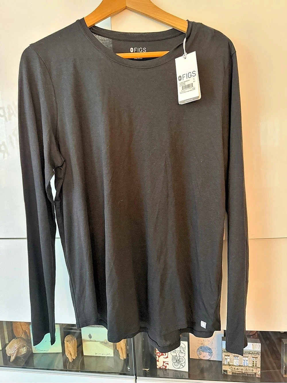 FIGS Women's Crewneck Underscrub Long Sleeve Black Size Large NWT